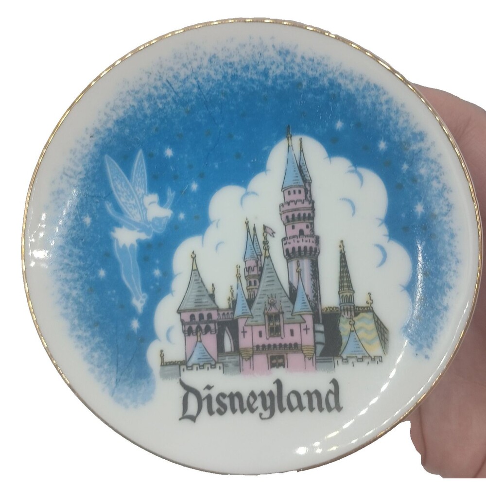 Vintage Disneyland Trinket Dish Wall Hanging Tinkerbell Castle Fairy 4x4 inches